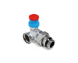 R403X024, Угловой термостатический клапан 2-плоскостной, 1/2" x 18 - лев