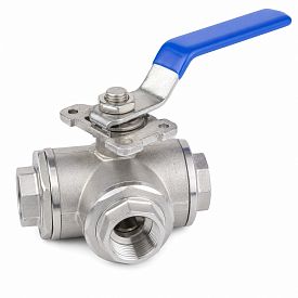 Кран шаровой 3-ходовой БИВАЛ, BV3, DN 40, PN 63, нерж. сталь 08Х18Н...