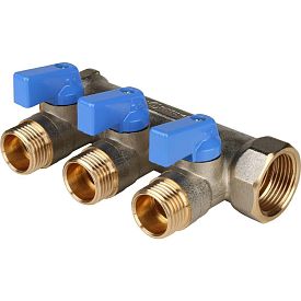 SMB 6201 341203 STOUT Коллектор с шаровыми кранами 3/4", 3 отв...