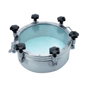 Люк_AISI 304_D26 №6 круглый_со стеклянной крышкой_d 600 H=100