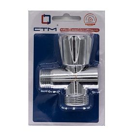 Вентиль трехпроходной СТМ 1/2"х1/2"х3/4" ш/ш/г, маховик, хром.CV301234