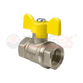 Кран шаровой для газа VALFEX 1 1/4'' Ду 32 Ру 25 латунный никелиров...