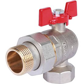 Шаровый кран угловой ROMMER RBV, DN 1, PN 40, латунный, с американк...