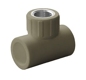 Тройник комб. 25х1/2" с внутр. р. PPRC (СЕРЫЕ) "Политэк"