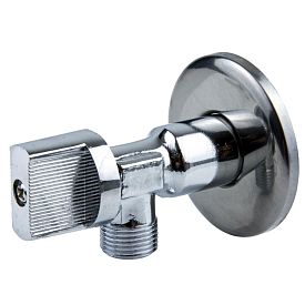 КРАН ШАРОВОЙ ЛАТУНЬ БЫТОВОЙ ХРОМ УГЛОВОЙ 1043 G1/2х3/8" РУ10 Н...